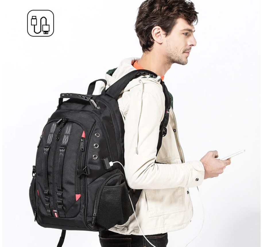 Wayfairmarket 10060-hwasjq Men's 45L USB Backpack with Raincover  