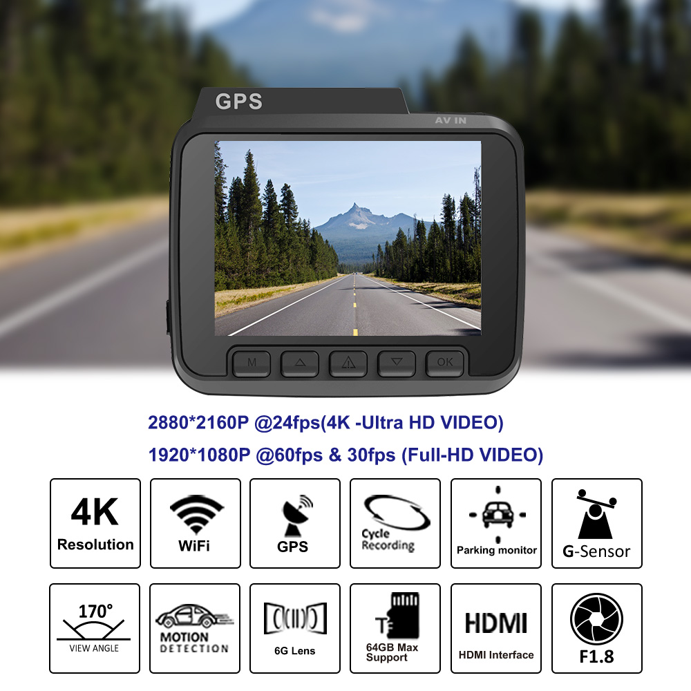 Wayfairmarket 10622-kntp0r GPS WiFi Dash Camera Full HD  