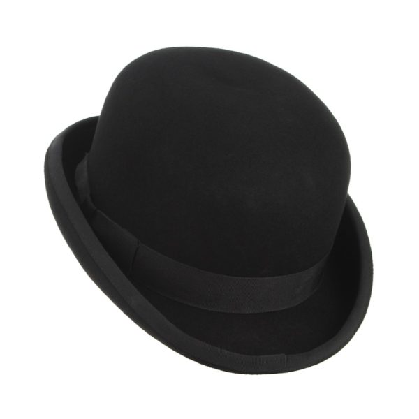 Men's Black Wool Bowler Hat - Image 5