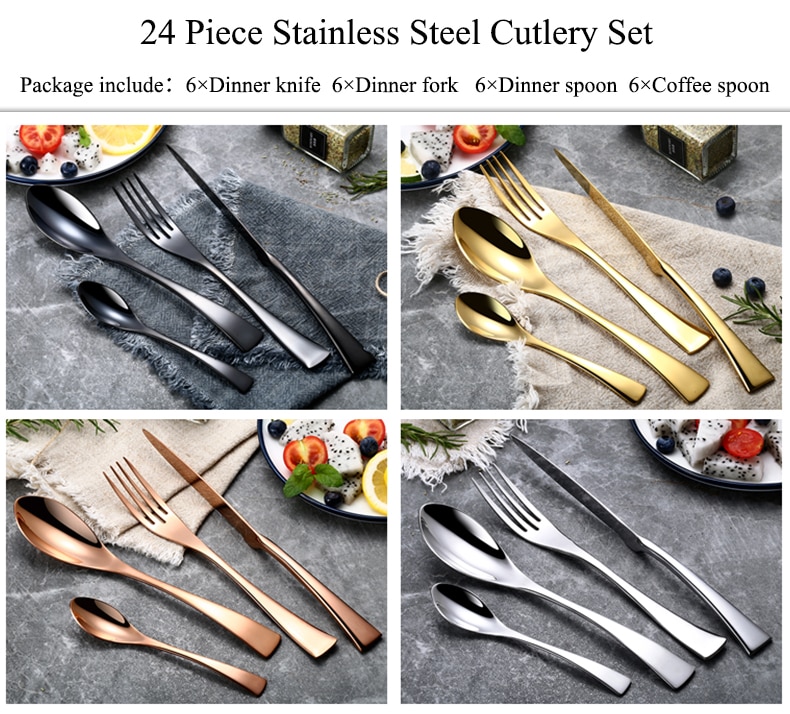 Wayfairmarket 13812-7o8ugr Stainless Steel Cutlery Set, 24 Pcs  