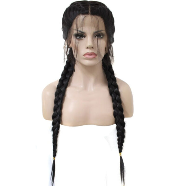 Black Long Braids Lace Front Synthetic Hair Wig