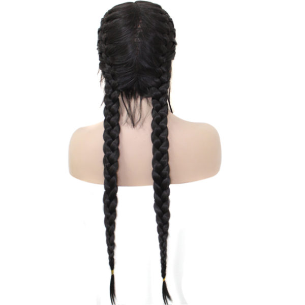 Black Long Braids Lace Front Synthetic Hair Wig - Image 5