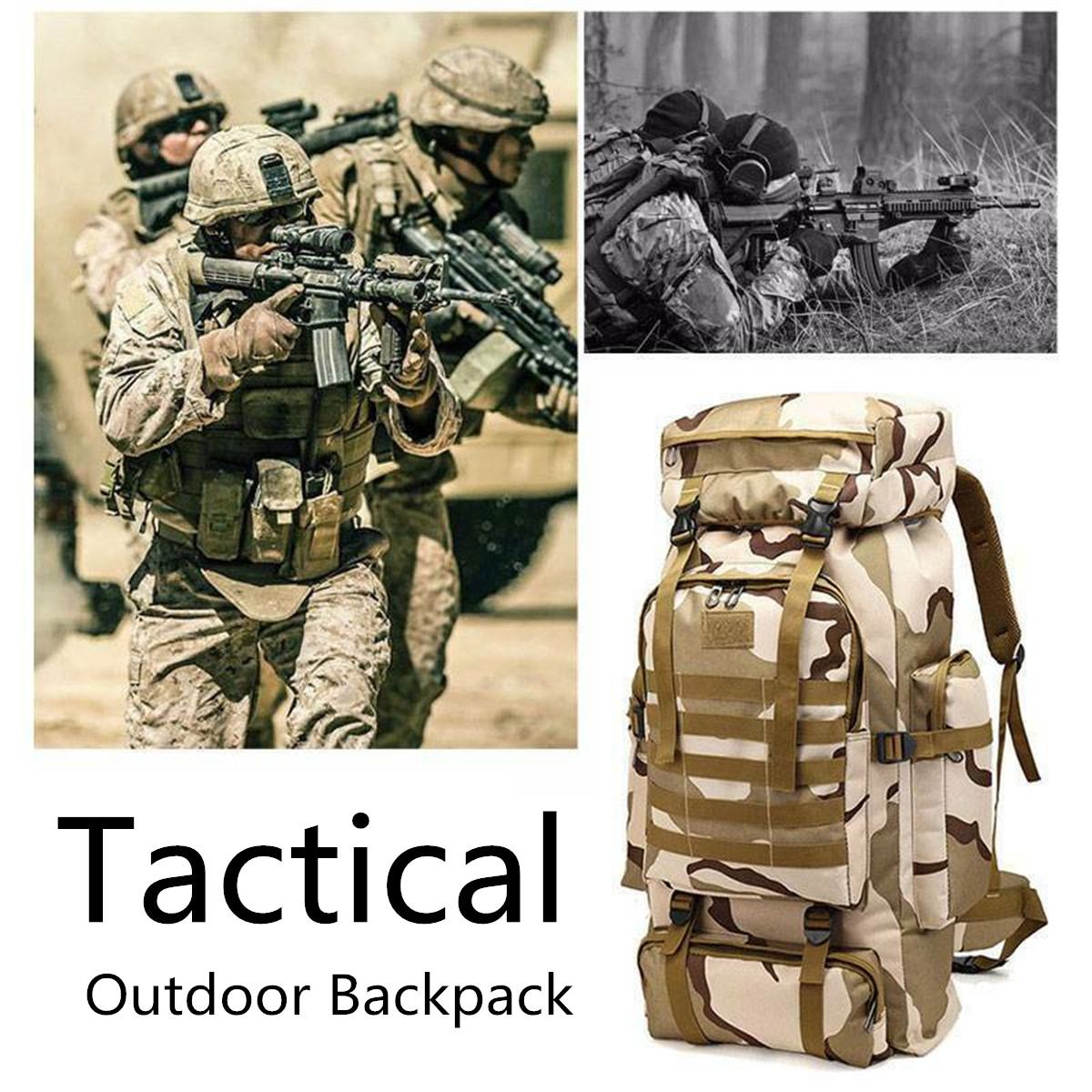 Wayfairmarket 14225-bs9gnc 80L Outdoor Military Oxford Backpack  