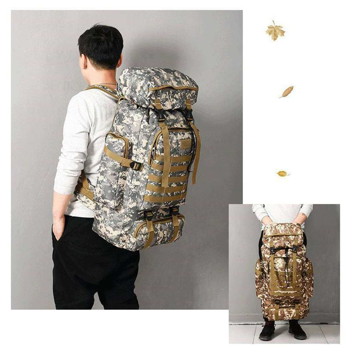 Wayfairmarket 14225-gz0wuq 80L Outdoor Military Oxford Backpack  