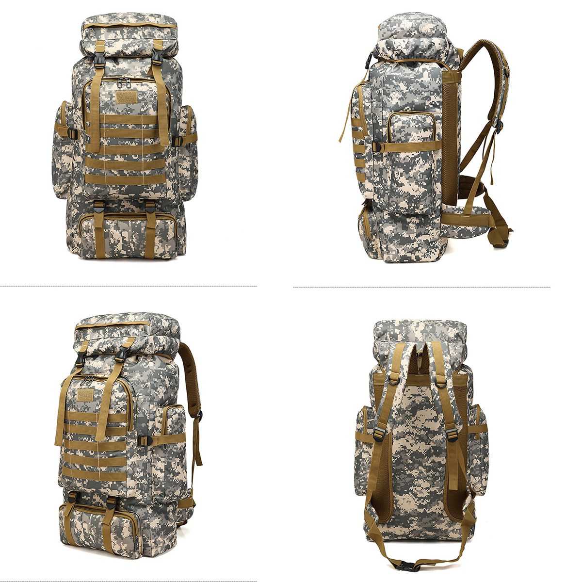 Wayfairmarket 14225-iv1ndb 80L Outdoor Military Oxford Backpack  