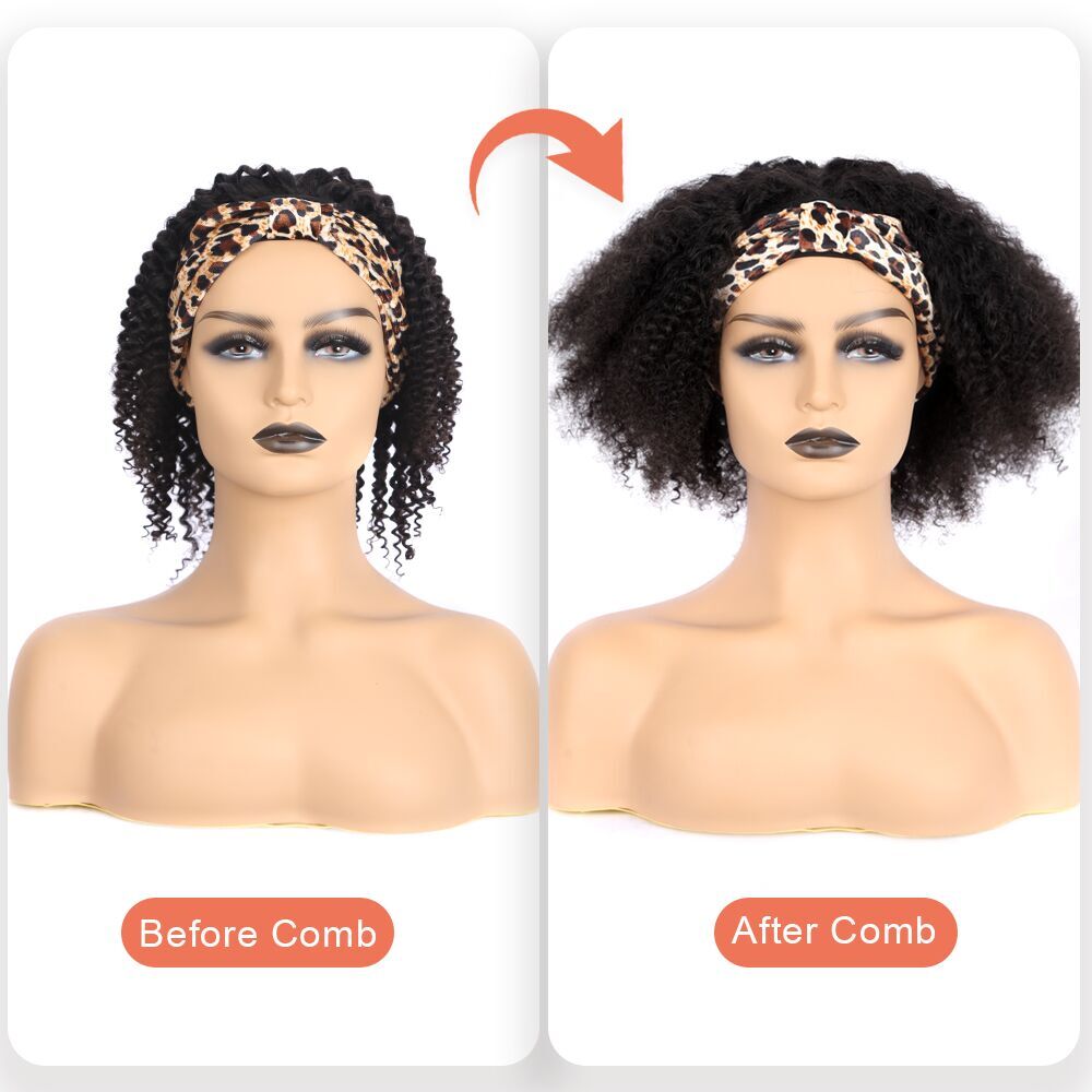 Wayfairmarket 2178-hqwkep Human Hair Afro Kinky Headband Wig  