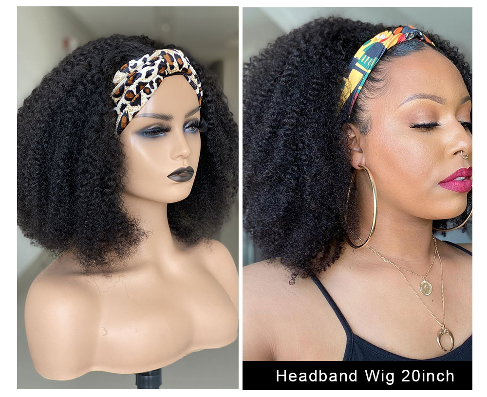 Wayfairmarket 2178-shafrg Human Hair Afro Kinky Headband Wig  