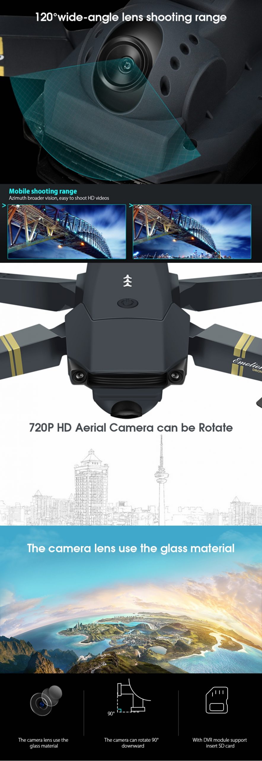 Wayfairmarket 2303-ez34k9 Foldable Design RC Quadcopter with Camera  