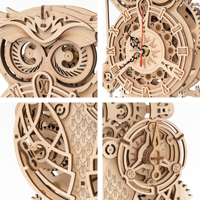 Wayfairmarket 2823-bvzuws DIY 3D Owl Clock Wooden Puzzle  