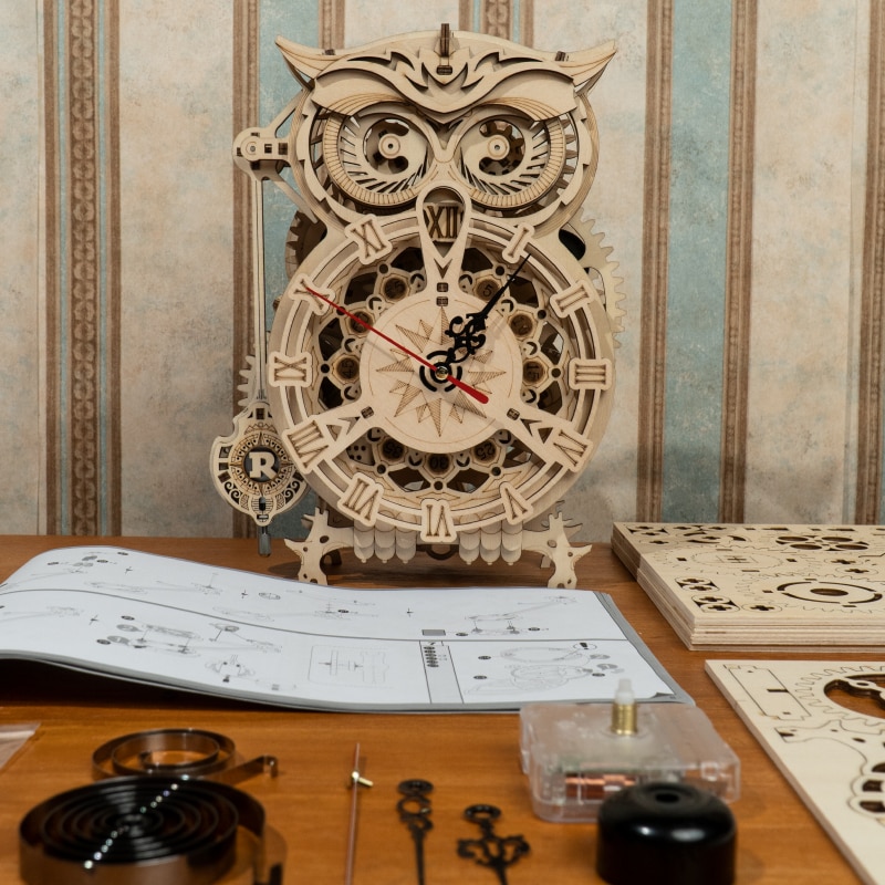 Wayfairmarket 2823-gfpwob DIY 3D Owl Clock Wooden Puzzle  