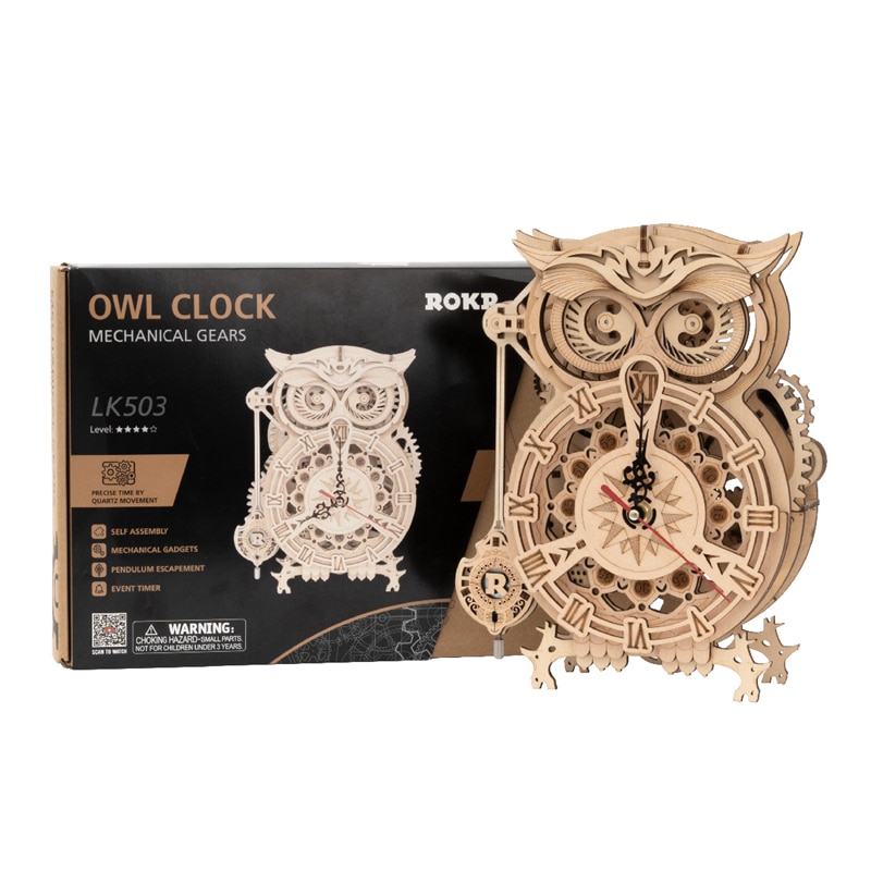 Wayfairmarket 2823-mdtvyf DIY 3D Owl Clock Wooden Puzzle  