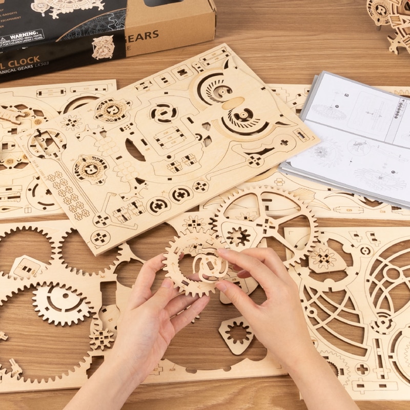 Wayfairmarket 2823-rf6bjn DIY 3D Owl Clock Wooden Puzzle  