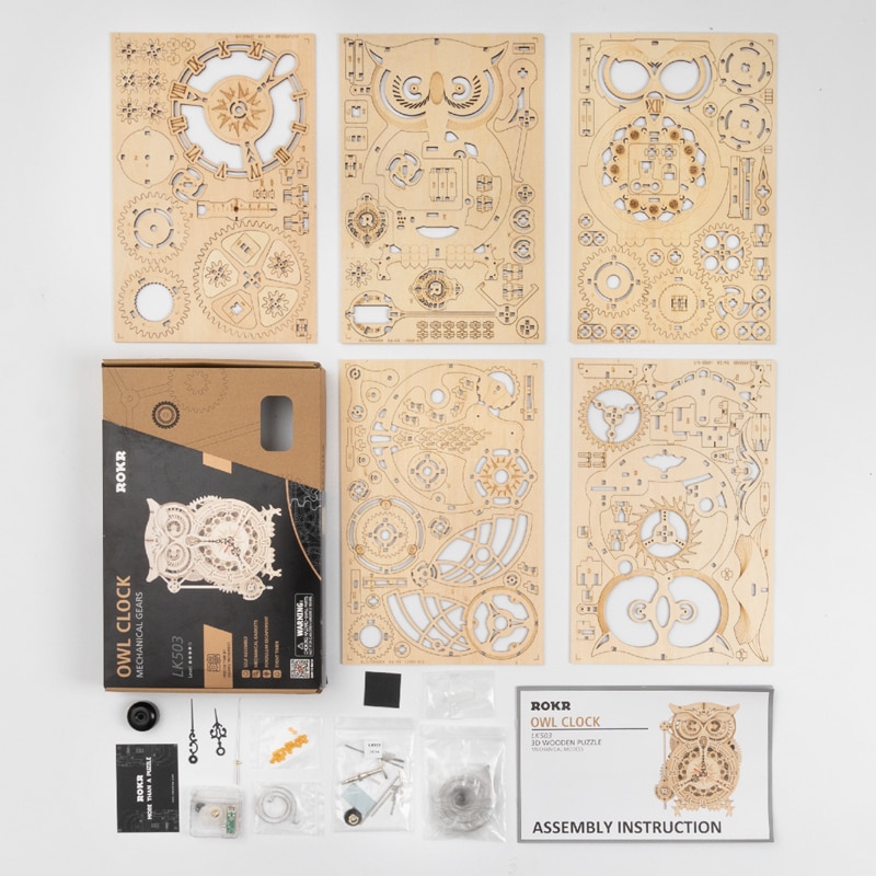 Wayfairmarket 2823-s9z09p DIY 3D Owl Clock Wooden Puzzle  