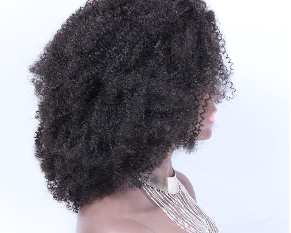 Wayfairmarket 2834-ia7tdj Afro Human Hair Kinky Wig with Bang  