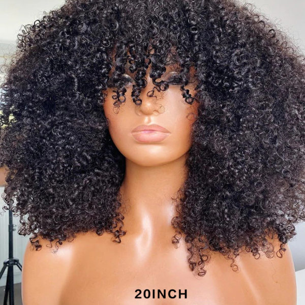 Afro Human Hair Kinky Wig with Bang - Image 3