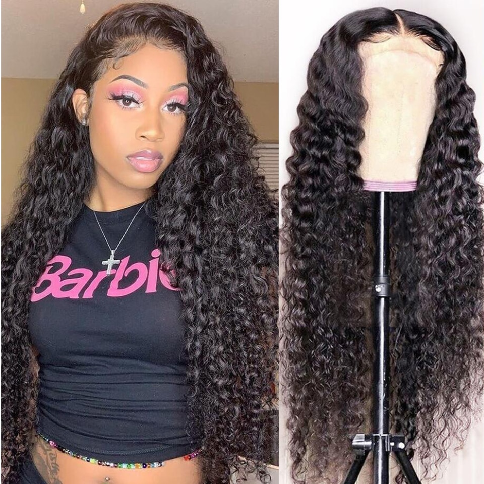 Wayfairmarket 4655-otqlrk Deep Curly Human Hair Lace Front Wig  