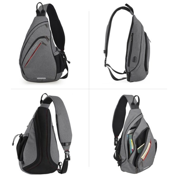 Men's Water Drop One Shoulder USB Backpack - Image 5