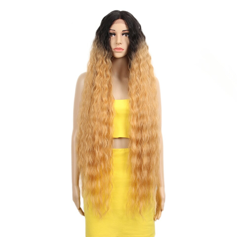 Wayfairmarket 6814-7jszeo Blonde Super Long Wavy Lace Synthetic Hair Wig  