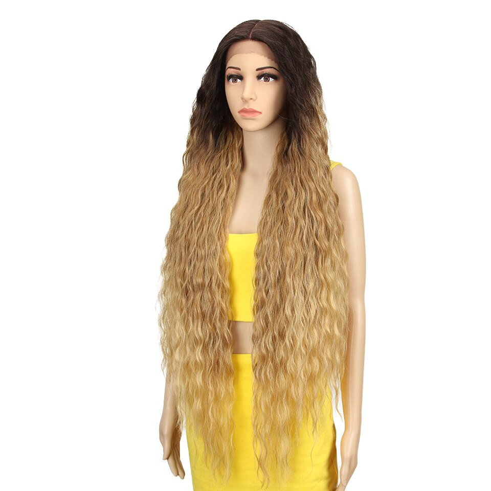 Wayfairmarket 6814-uu0xh4 Blonde Super Long Wavy Lace Synthetic Hair Wig  