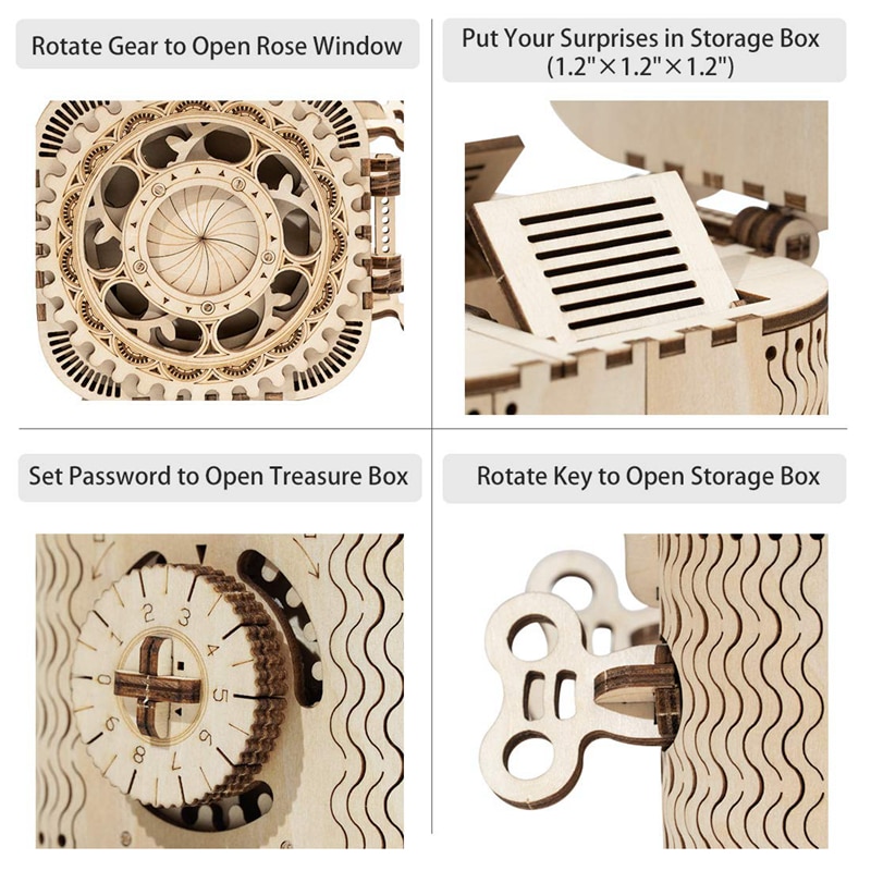 Wayfairmarket 7799-ckccp2 DIY 3D Treasure Box Wooden Puzzle  