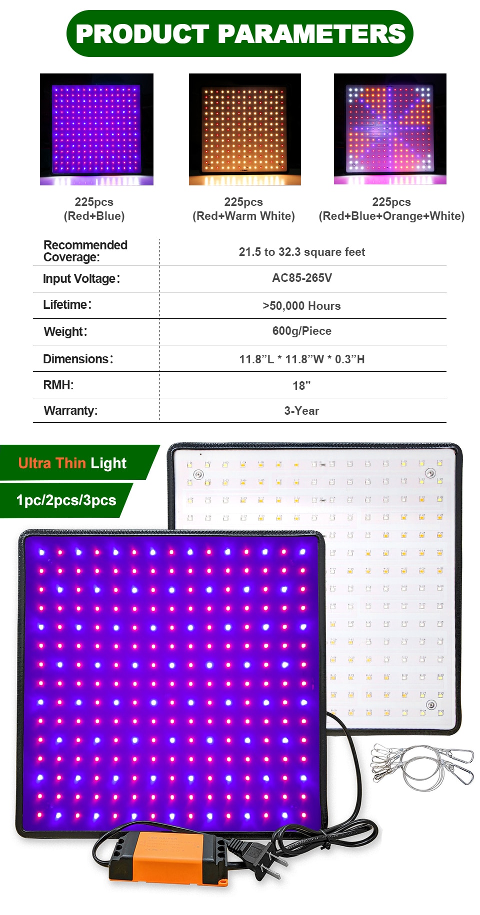 Wayfairmarket 8328-b9wmrk Ultra Light Full Spectrum Hydroponics Lamp  